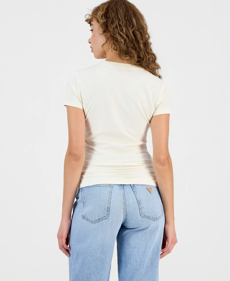 Guess Women's Short-Sleeve Leopard Triangle Logo T-Shirt