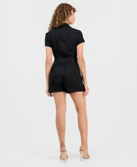 Guess Women's Jene Short-Sleeve Faux-Suede Romper