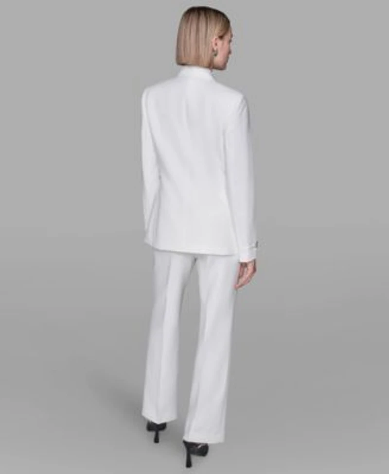 Karl Lagerfeld Paris Womens Long Sleeve Double Breasted Blazer Long Sleeve Blouse Top Wide Leg Ankle Pants