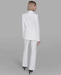 Karl Lagerfeld Paris Womens Long Sleeve Double Breasted Blazer Long Sleeve Blouse Top Wide Leg Ankle Pants