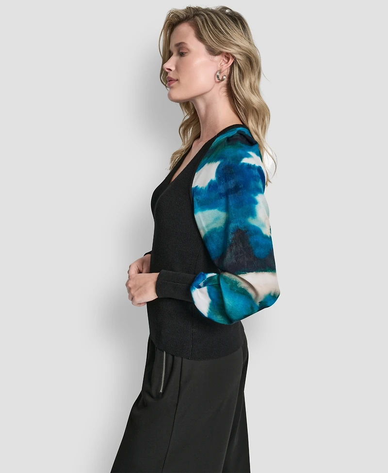 Dkny Women's Long Sleeve V-Neck Top