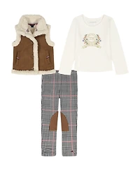 Tommy Hilfiger Girls 4-6X 3-Piece T-Shirt, Vest and Leggings Set