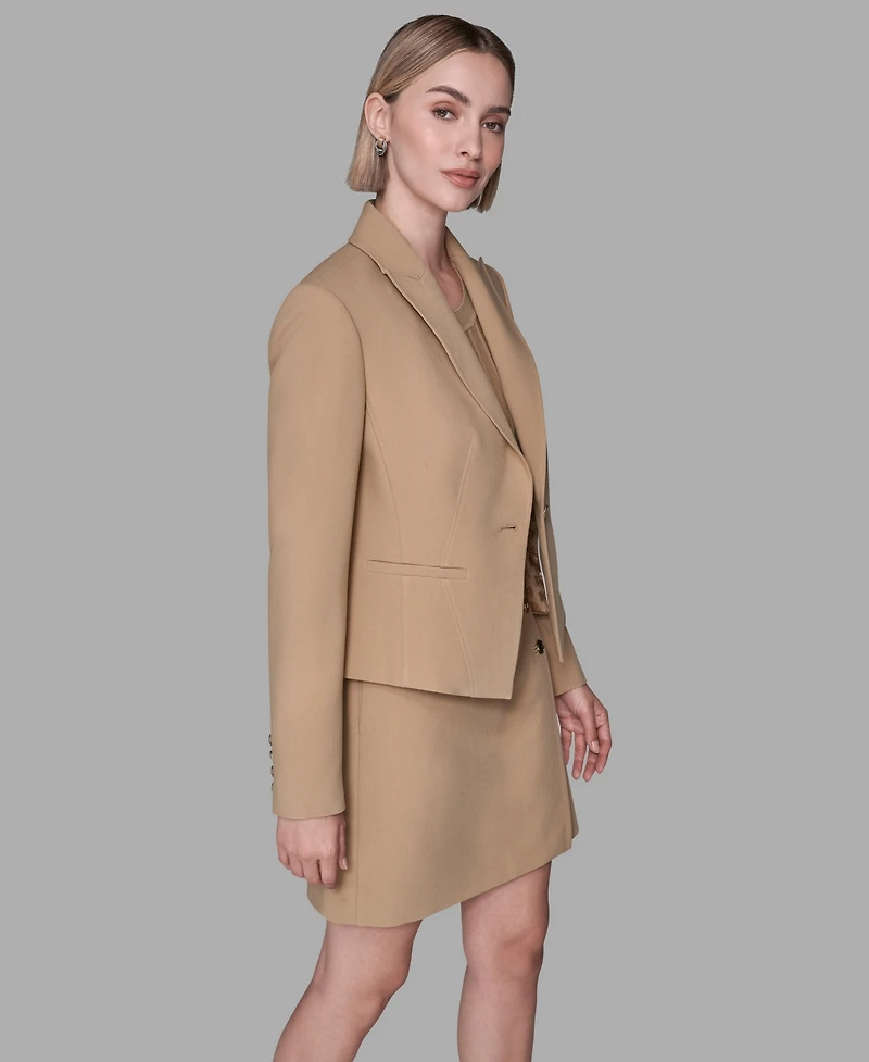 Karl Lagerfeld Paris Women's Long-Sleeve Cropped Button Jacket