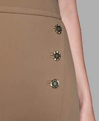 Karl Lagerfeld Paris Women's Knee Length Button Detail Skirt