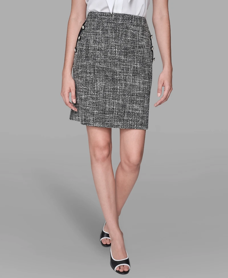 Karl Lagerfeld Paris Women's Knee Length Tweed Skirt