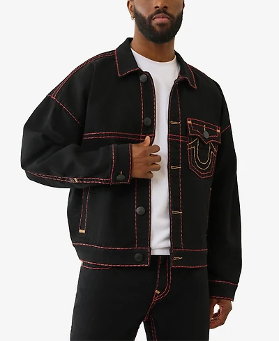 True Religion Men's Super T Boxy Crop Denim Jacket