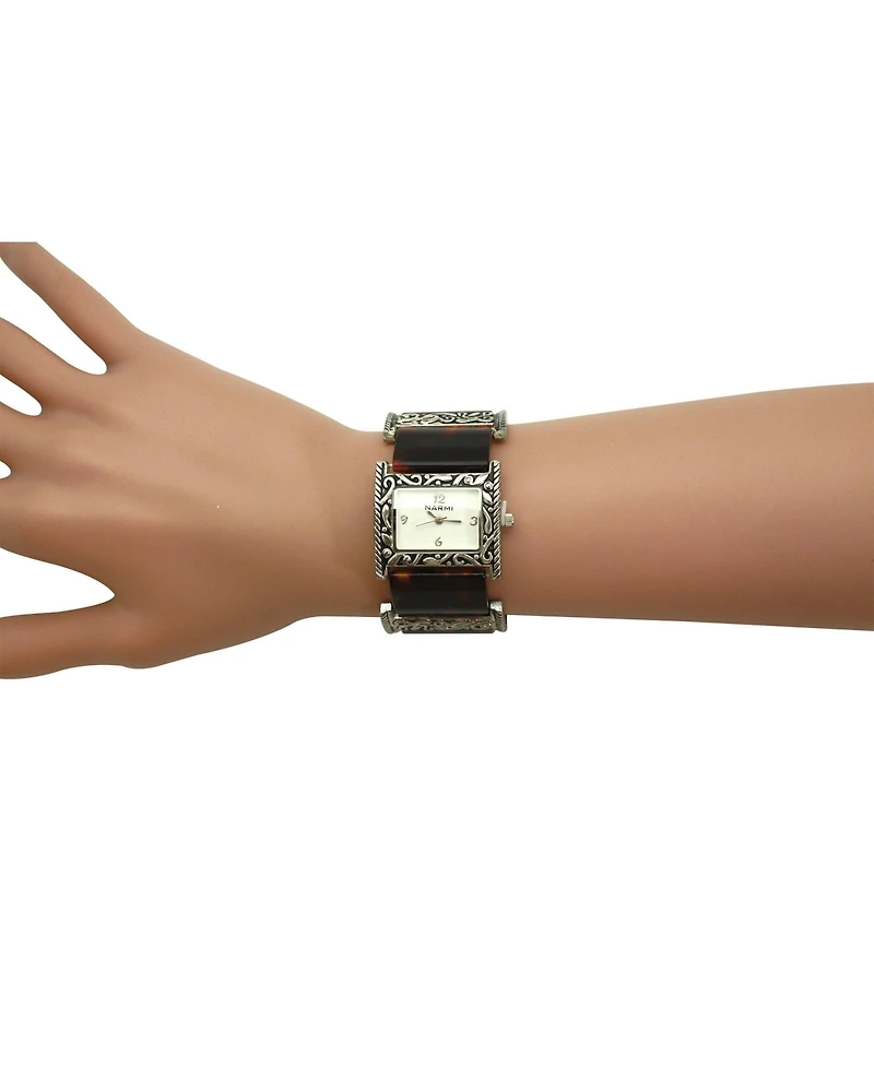 Olivia Pratt Engraved and Tortoise Elegant Women Watch