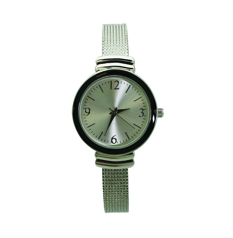 Silver Black Olivia Pratt Every Day Textured Metal Bangle Watch