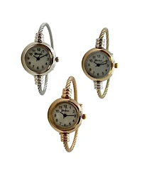 Olivia Pratt Pack #2 3-Pack Fashion Analog Bangle Cuff Wrist Bracelet Wire Bangle Women Watch