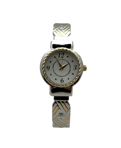 Olivia Pratt Detailed Bright Metallic Elegant Cuff Women Watch, Two Tone