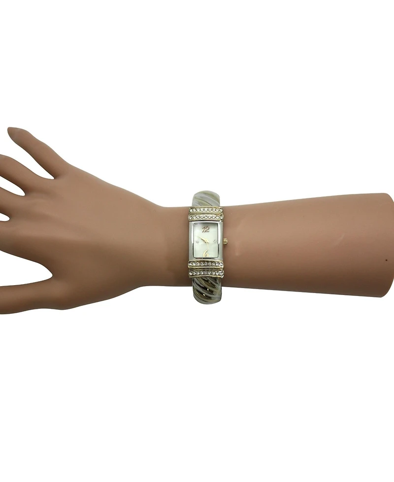 Olivia Pratt Two Tone Square and Thin Face Bangle Women Watch