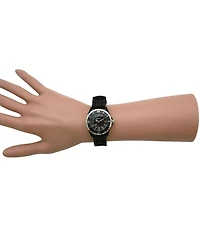 Olivia Pratt Black Solid Color Silicone Strap Casual Women Watch