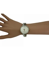 Olivia Pratt Twotone Modern Stripped Design Bangle Watch