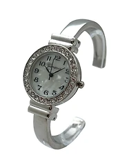 Olivia Pratt Silver New Style Rhinestone Bezel Bangle Women Watch