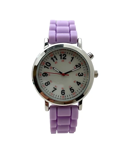 Olivia Pratt Lavender Luminous Dial Easy Read Medical Professionals Silicone Band Women Watch
