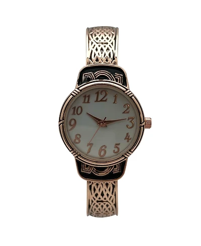 Olivia Pratt Elegant Metallic and Detailed Round Face Bangle Women Watch