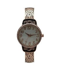 Olivia Pratt Elegant Metallic and Detailed Round Face Bangle Women Watch