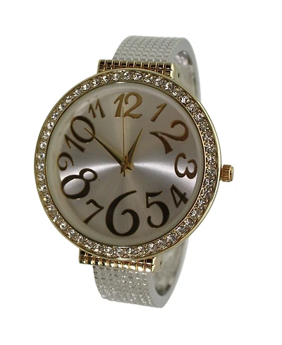 Olivia Pratt Two Tone Big Round Face with Rhinestones Women Watch