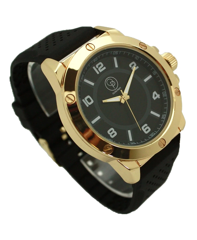 Olivia Pratt Black Gold Three-Hand Silicone Band Men Watch