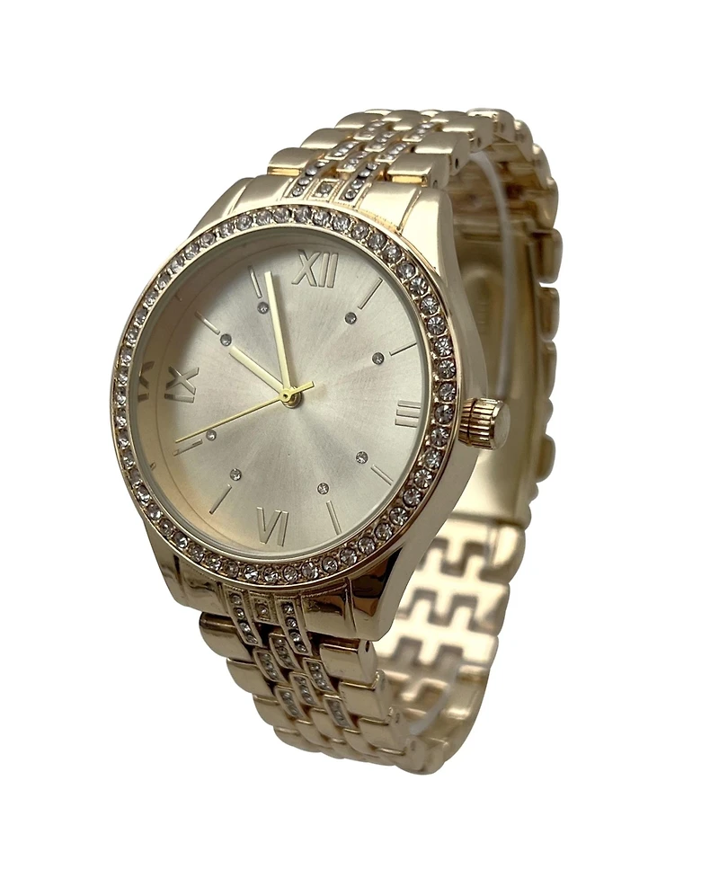 Olivia Pratt Gold Everyday Rhinestiones Elegant Look Women Watch
