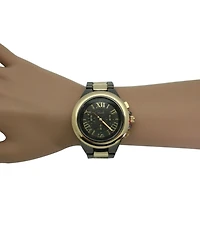 Gunmetal and Gold Bold Bezel 3-Dial Metal Watch