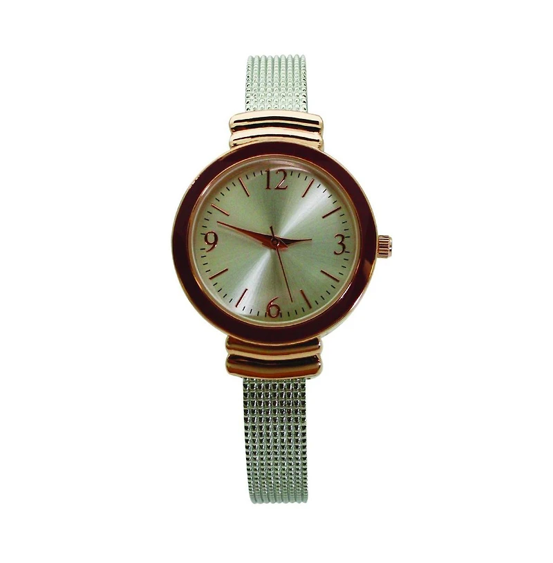 Silver Rose Gold Olivia Pratt Every Day Textured Metal Bangle Watch