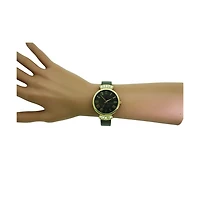 Gunmetal Gold Olivia Pratt Elegant Emerald Rhinestone Solid Metal Bangle Watch