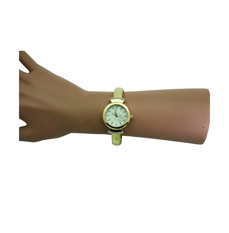 Olivia Pratt Gold Olivia Pratt Pearl Tone Face Metal Bangle Watch