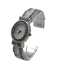 Olivia Pratt Silver New Elegant Textured Bangle Women Watch