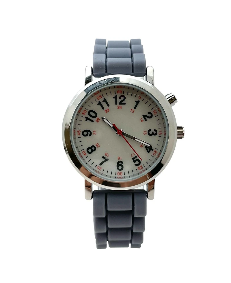 Olivia Pratt Gray Luminous Dial Easy Read Medical Professionals Silicone Band Women Watch