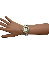 Olivia Pratt Silver Shiny Rhinestones Metallic Women Watch