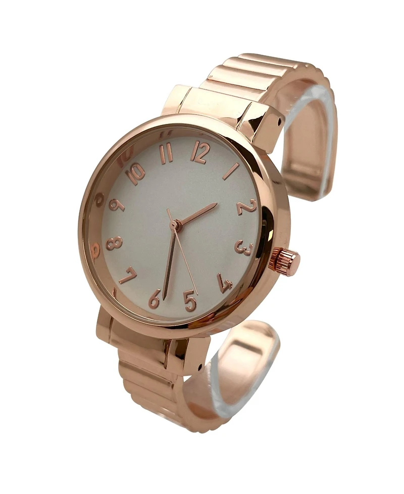 Olivia Pratt Rose Gold Round Face Every Day Versatile Bangle Women Watch