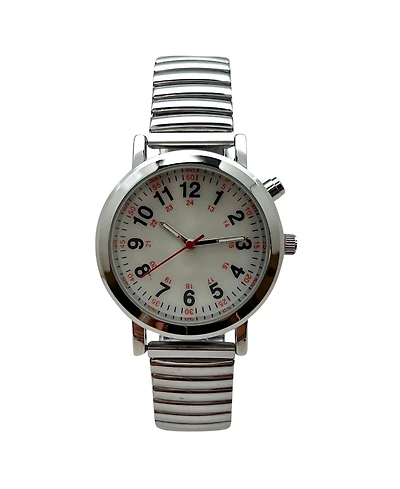 Olivia Pratt Silver Stretch Band Easy Read Nurse Watch with Second Hand Women Watch