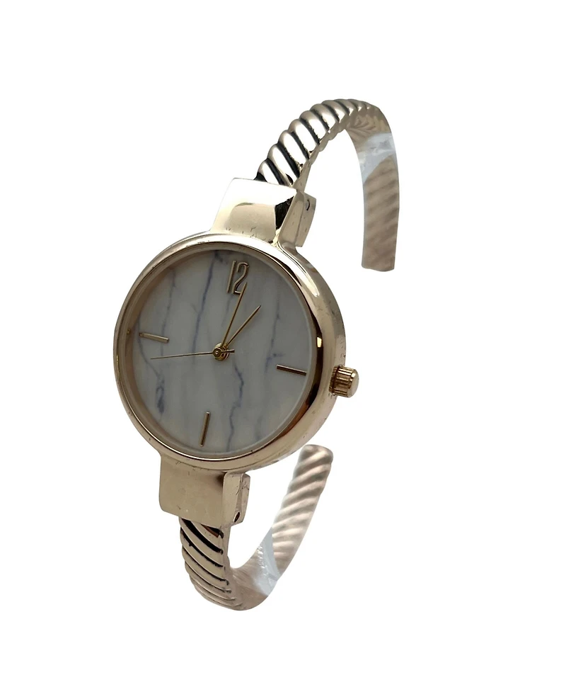 Olivia Pratt Gold Every Day Thin Marble Face Bangle Women Watch