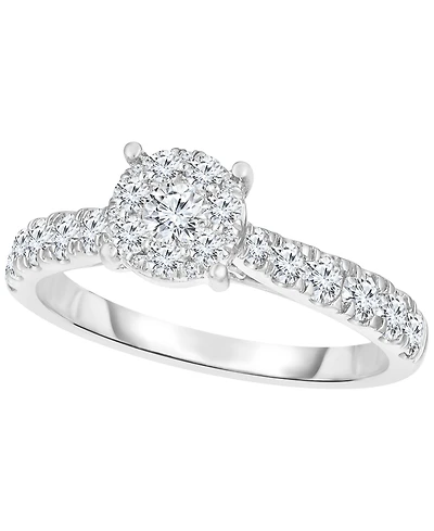 Macy's Solitaire Diamond Halo Plus Engagement Ring (1 ct. t.w.) in 14K White Gold