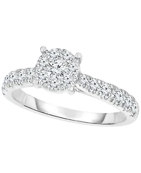 Macy's Solitaire Diamond Halo Plus Engagement Ring (1 ct. t.w.) in 14K White Gold