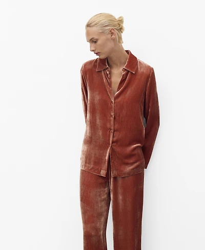 Mango Women's Silk Velvet Shirt