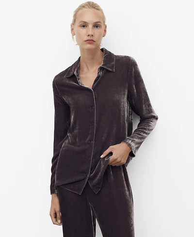 Mango Women's Silk Velvet Shirt