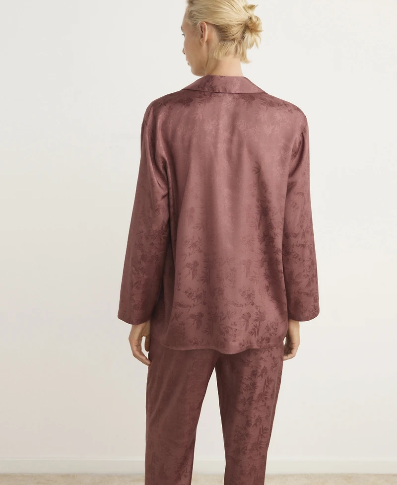 Mango Women's Jacquard Satin Pajama Shirt