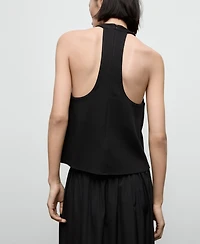 Mango Women's Low-Cut Back Halter Top