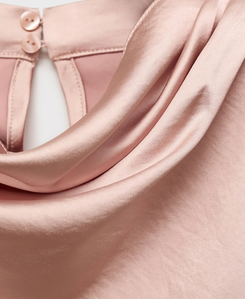 Mango Women's Draped Neck Satin Blouse