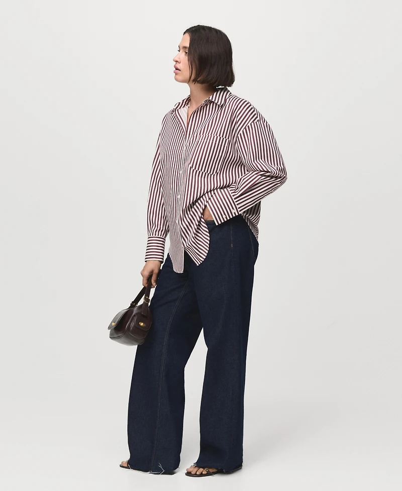 Mango Women's Pocket Striped Shirt
