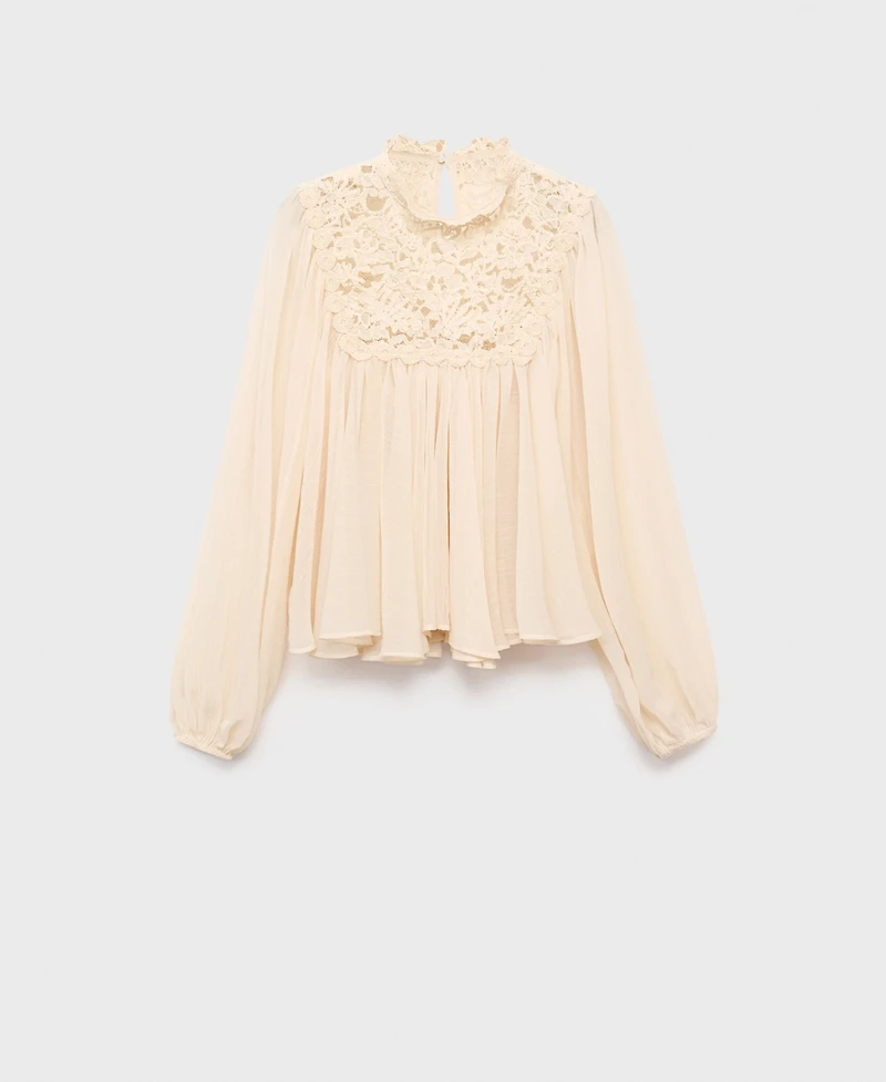 Mango Women's Lace Combination Blouse