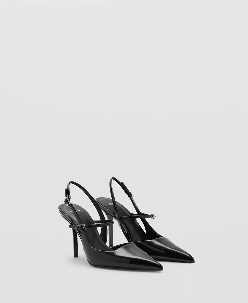 Mango Women's Straps And Buckle Patent Leather Shoes