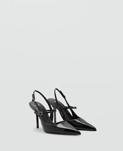 Mango Women's Straps And Buckle Patent Leather Shoes