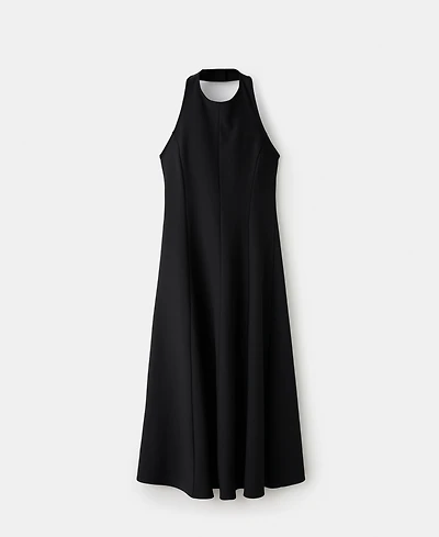 Mango Women's Halter-Neck Pleated Dress