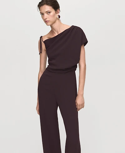 Mango Women's Asymmetrical Neck And Bow Jumpsuit