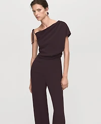 Mango Women's Asymmetrical Neck And Bow Jumpsuit