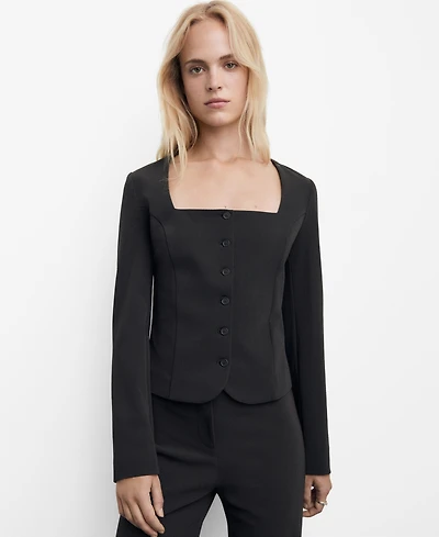 Mango Women's Tailored Cropped Blazer