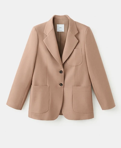 Mango Women's Pockets Wool Blend Suit Blazer